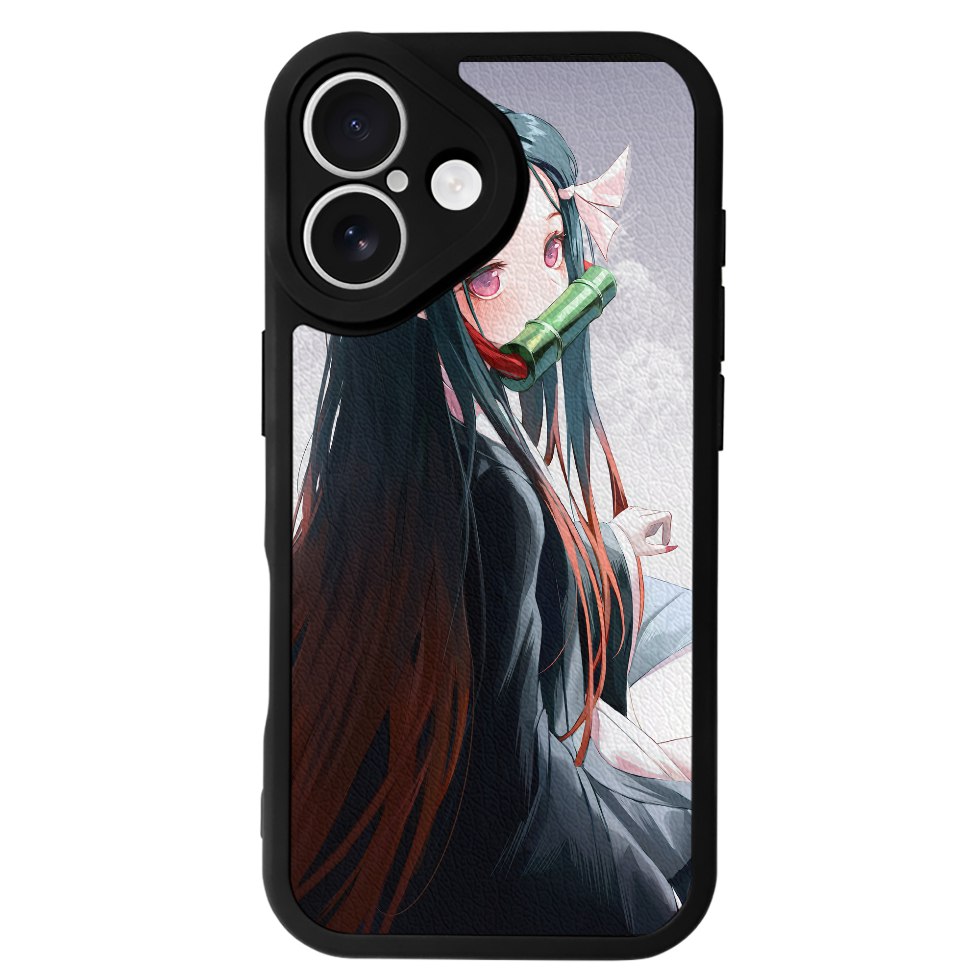 （画像用） 鬼滅の刃（きめつのやいば）竈門 禰󠄀豆子／かまど ねずこ Kamado Nezuko 【iPhone 16シリーズ対応】シリコンスマホケース（レザー調） 材質：シリコン